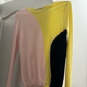 Dior - Sweater 100% virgin wool- petite 8 - black/yellow/light pink -